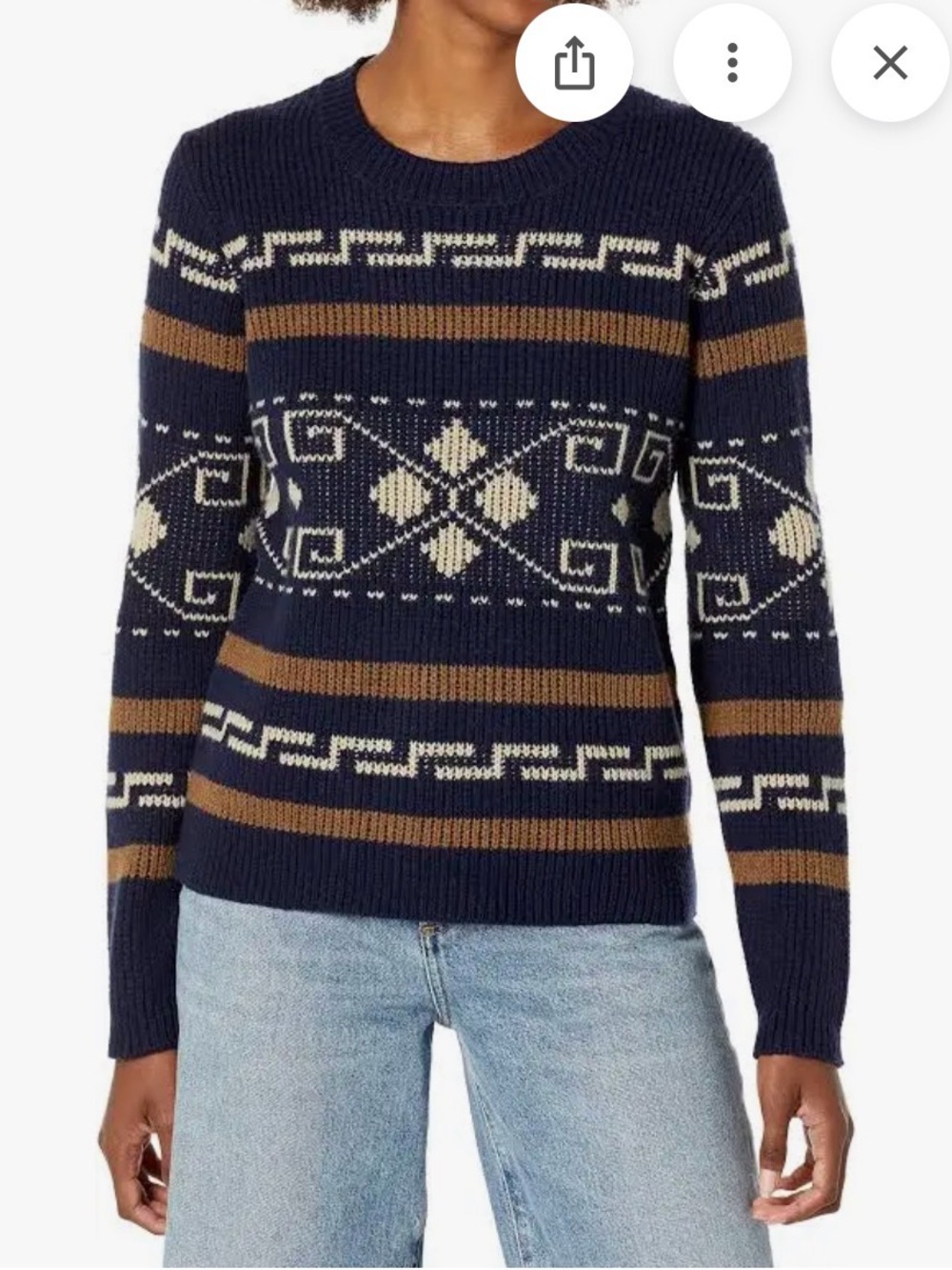 NWOT Pendleton Westerly Wool Navy Brown Crewneck Sweater XL